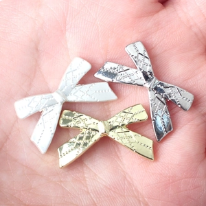 Minimalist alloy bow-knot charms in gold and silver finish for DIY jewelry making