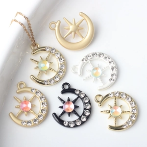 Einfache Legierung Mond Stern Anhänger Zinklegierung Strass Charms Für DIY Armband Halskette Herstellung Schmuckzubehör