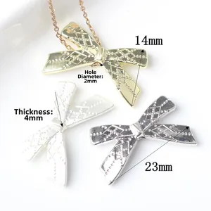 Bowknot alloy charm pendants in gold and silver for DIY jewelry bracelets and necklaces