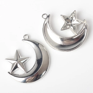 Pendentifs lune et étoile en alliage argenté pour la création de bijoux DIY
