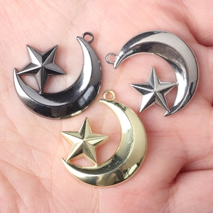 Pendentifs lune et étoile en alliage or argent et noir pour la création de bijoux DIY