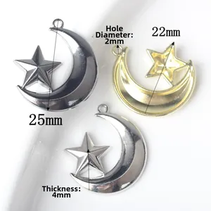 Lot de pendentifs lune et étoile minimalistes en argent, or et noir pour bijoux DIY