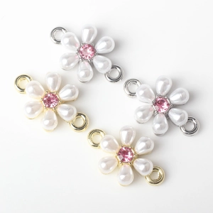 Bloemen parel en roze zirkoon sieraden connectoren voor DIY armbanden en kettingen