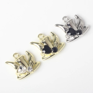 Set of 3 alloy heart pendants with zircon inlay for DIY jewelry making in gold and silver