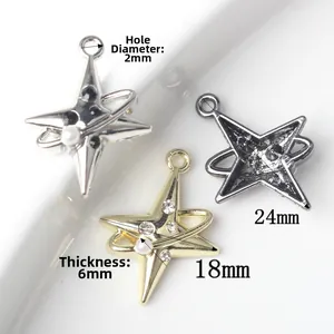 Minimalistischer Planeten-Sternanhänger mit Perle und Zirkonia in Gold, Silber und Schwarz