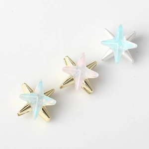 Minimalist alloy and resin star pendants with iridescent finish for DIY jewelry crafts