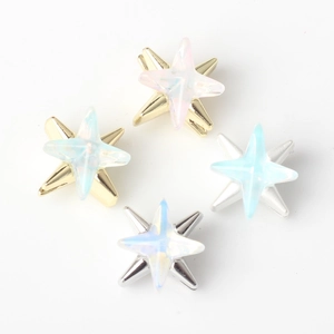 Alloy cross star pendants with iridescent resin inlay for DIY jewelry and necklaces
