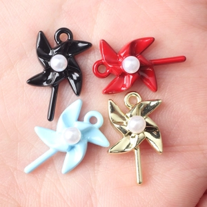 Colorful windmill charms with pearl inlay for DIY jewelry making and necklaces