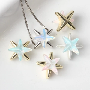 Vintage Zinc Alloy Star Beads For Jewelry Making Dreamy Resin Inlaid Hexagram Pendants DIY Necklace Bracelet Accessories
