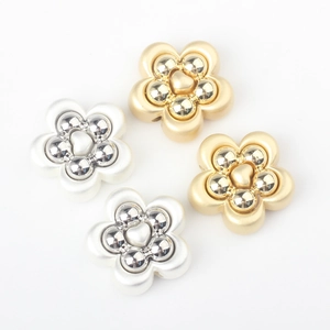 Minimalist flower beads in gold and pearl white for DIY jewelry making accessories