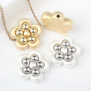 Vintage Alloy Flower Beads With Heart Pattern DIY Bracelet Necklace Jewelry Making Finding Flower Shaped Electroplated Spacers