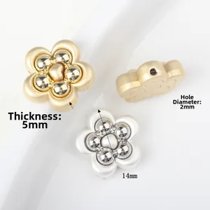 14mm Blumen-Zwischenperlen aus Legierung für DIY-Schmuck mit 5mm Dicke und 2mm Loch