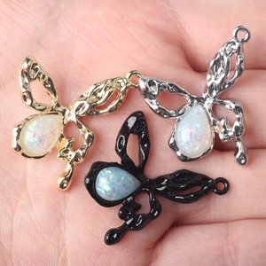 DIY alloy butterfly charms with opal resin inlay for bracelets and necklaces
