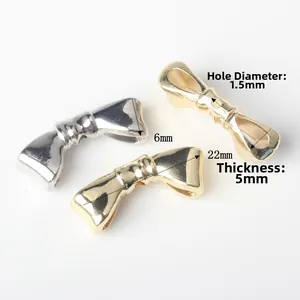 Minimalist alloy bow spacer beads in gold and silver finish for DIY jewelry making