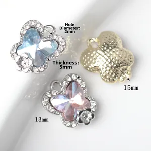 3D butterfly jewelry pendants with zircon inlay and floral details for DIY necklaces