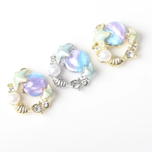 Starfish and bead alloy charms with zirconia for DIY jewelry making in gold and silver
