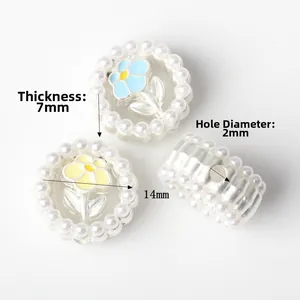 Perline a fiore in smalto 14mm con perle sintetiche per creazione di gioielli fai da te