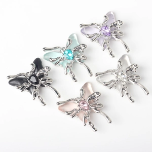 Minimalist alloy resin butterfly pendants for DIY jewelry in five vibrant colors