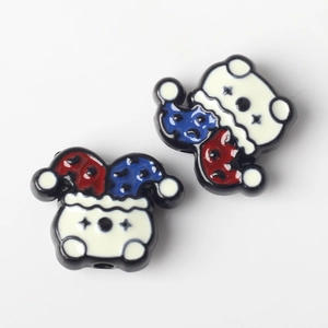 Detailed view of colorful clown bear alloy beads for DIY jewelry making and crafts