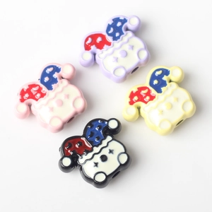 Colorful alloy bear charms with clown hat for DIY jewelry making in pink purple yellow black