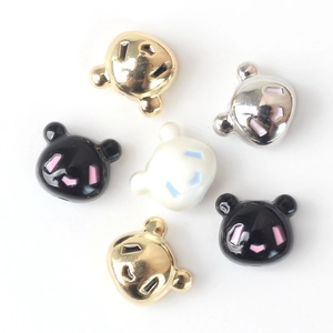 Minimalist alloy bear beads in gold silver and pearl colors for DIY jewelry making