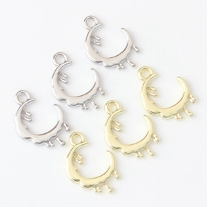 Irregular moon alloy charms in gold and silver finish for DIY jewelry making