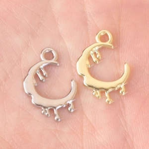 Irregular molten moon alloy charms in gold and silver finish for DIY jewelry making