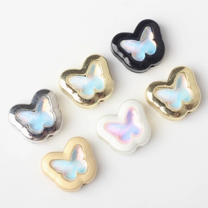 Perline colorate a farfalla in lega con zirconi per la creazione di bracciali e collane fai da te