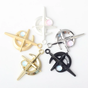 Star and moon alloy pendants with iridescent bead inlay for DIY jewelry making