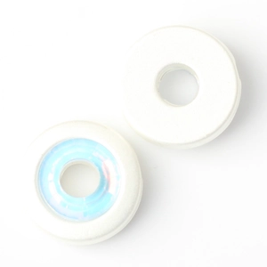 Close-up of minimalist alloy spacer beads with iridescent inlay for DIY jewelry making