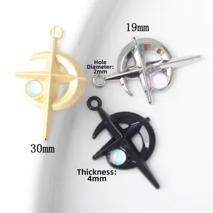 Colgantes de estrella y luna en aleación oro, plata y negro para creación de joyas DIY