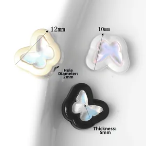Tre perline a farfalla minimaliste con zirconi per la creazione di gioielli fai da te