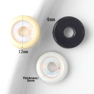 Flat round alloy spacer beads with 12mm outer diameter and zircon inlay for DIY jewelry