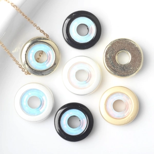 Minimalist Zinc Alloy Synthetic Opal Inlaid Round Beads For DIY Bracelet Necklace Making Jewelry Findings Loose Beads