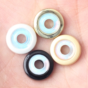 Flat alloy ring bead with opal stone inlay for DIY bracelet making in four metallic finishes