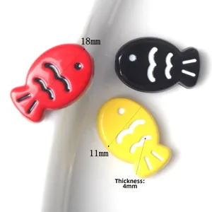 Perline a pesce in lega colorata per gioielli fai da te rosso nero giallo misura 18mm