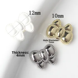 Minimalist alloy bow spacer beads in cream, gold and silver for DIY jewelry making