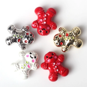 Cinq breloques de bonhomme pain d'épices en alliage pour colliers et bracelets DIY