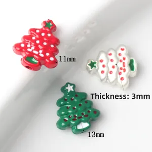 Kerstboom kralen set in rood groen wit legering voor DIY-sieraden 11x13x3mm