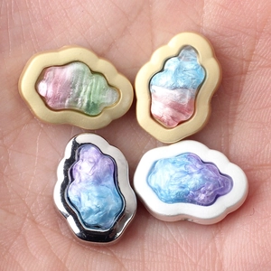 Cloud shaped alloy resin pendants with pearl luster for DIY jewelry making