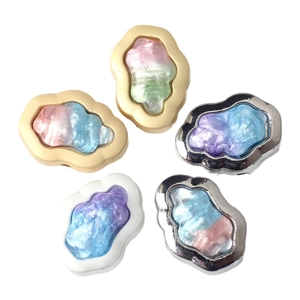 Five assorted alloy resin cloud pendants in gold and silver frames for DIY jewelry crafts