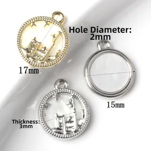 Μενταγιόν κάστρο από κράμα για DIY κοσμήματα 17mm και 15mm με οπή μεγέθους 2mm