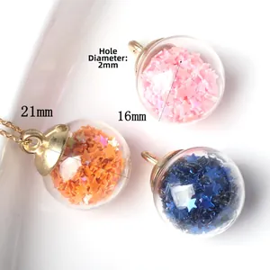 Colorful star sequin glass ball pendants in 16mm and 21mm sizes for DIY jewelry