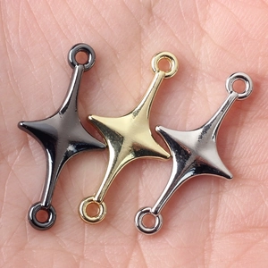 Star-shaped alloy jewelry connectors in gold, silver, and black for DIY craft designs