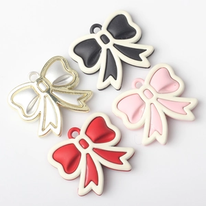 Colgantes de lazo de colores en aleación negro blanco rosa y rojo para accesorios de joyería DIY