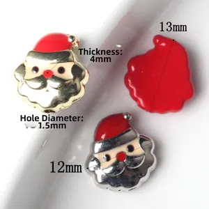 Christmas Santa Claus enamel charm for DIY bracelets showing front and back view details
