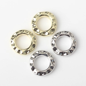 Hammered geometric circle charms in gold and silver for DIY jewelry making
