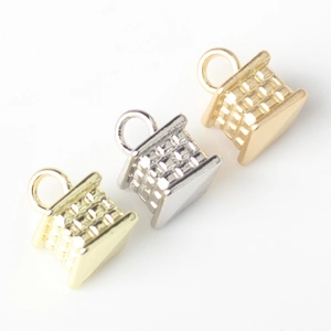 Minimalist geometric alloy house charms in gold and silver for DIY jewelry making