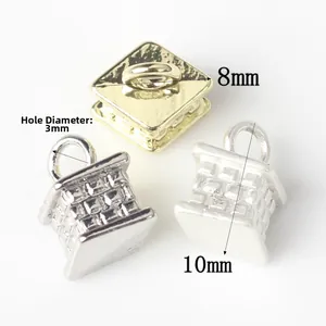3D diamond geometric alloy pendants in gold and silver finishes for DIY jewelry making