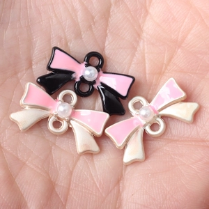 Pendentifs connecteurs nœud papillon en alliage et perles pour bijoux DIY